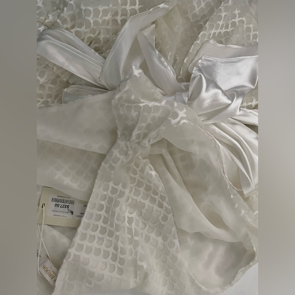 RAMY BROOK Tamar One Shoulder Textured Blouse Ivory scale Satin Ribbon - Picture 7 of 14